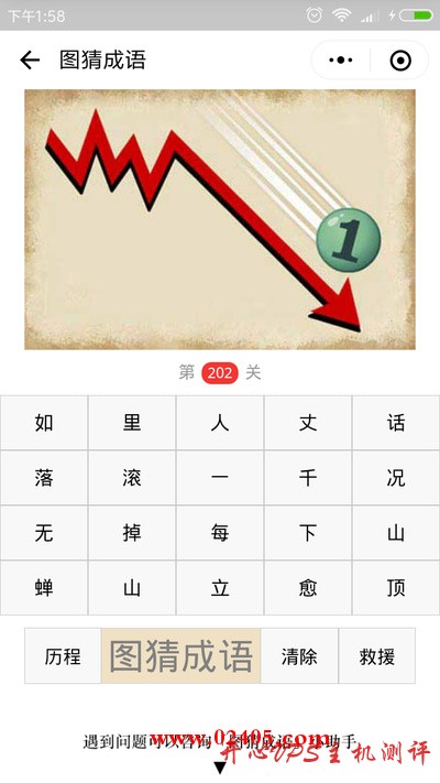 【疯狂猜成语/图猜成语】一个曲折向下的箭头上有一个写着 1 的球是什么成语？