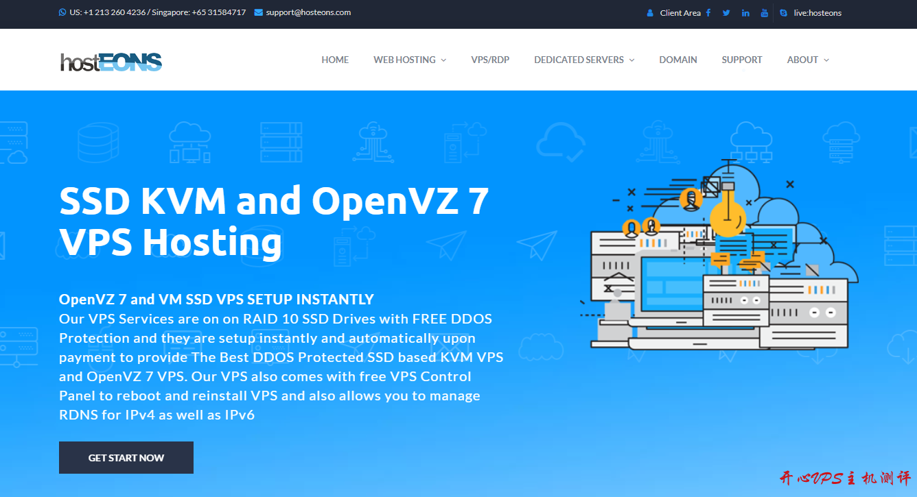Hosteons：洛杉矶 KVM VPS，100Mbps 不限流量；免费送 BLESTA、Direct Admin；免费更换 IP；最低月付 2.4 美金