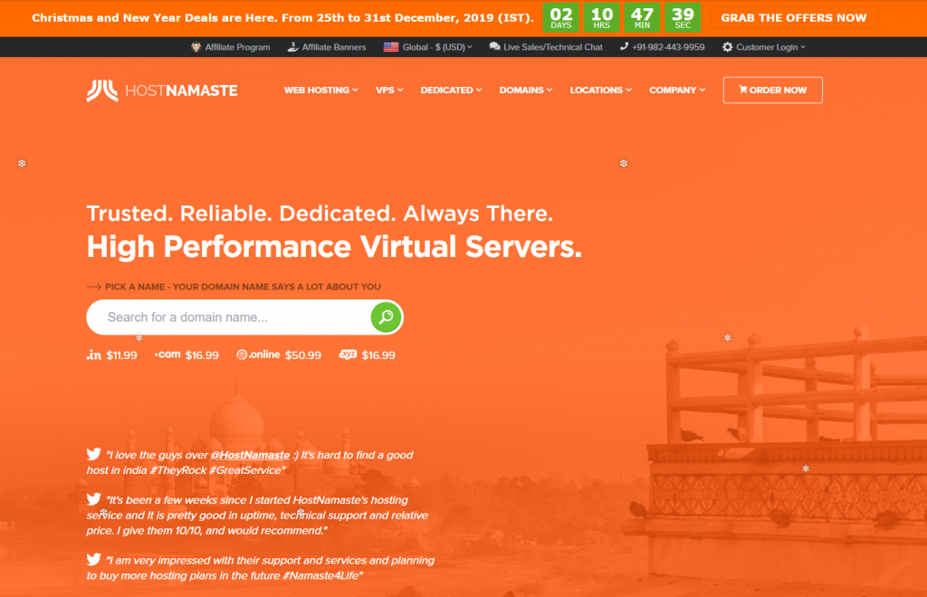 #便宜#Hostnamaste 新年优惠：虚拟主机$5/年起，VPS 年付$10 起，独立服务器$240/年起