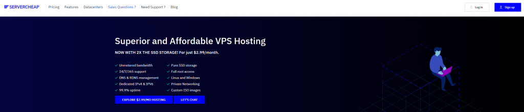 servercheap：$2/月，不限流量 VPS，KVM/1G 内存/1 核/30gSSD/芝加哥、洛杉矶
