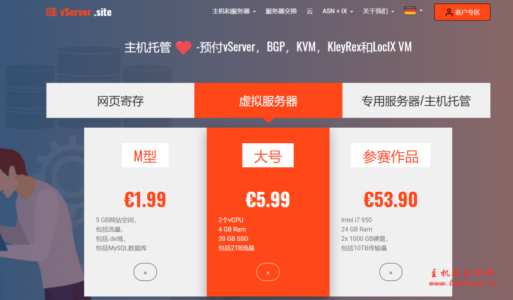 vServer.site：€12/年/1GB 内存/5GB SSD 空间/1TB 流量/1Gbps 端口/KVM/德国