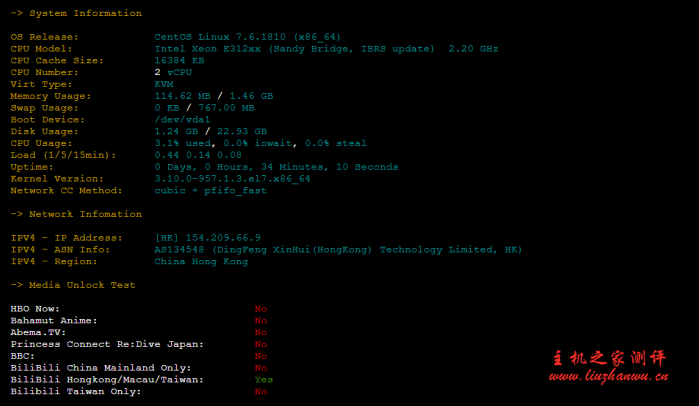 #真实测评#bytedynasty：香港 CN2 2 核/1.5G/23GSSD/10M 带宽/768GB 流量，34 元每月，建站 VPS