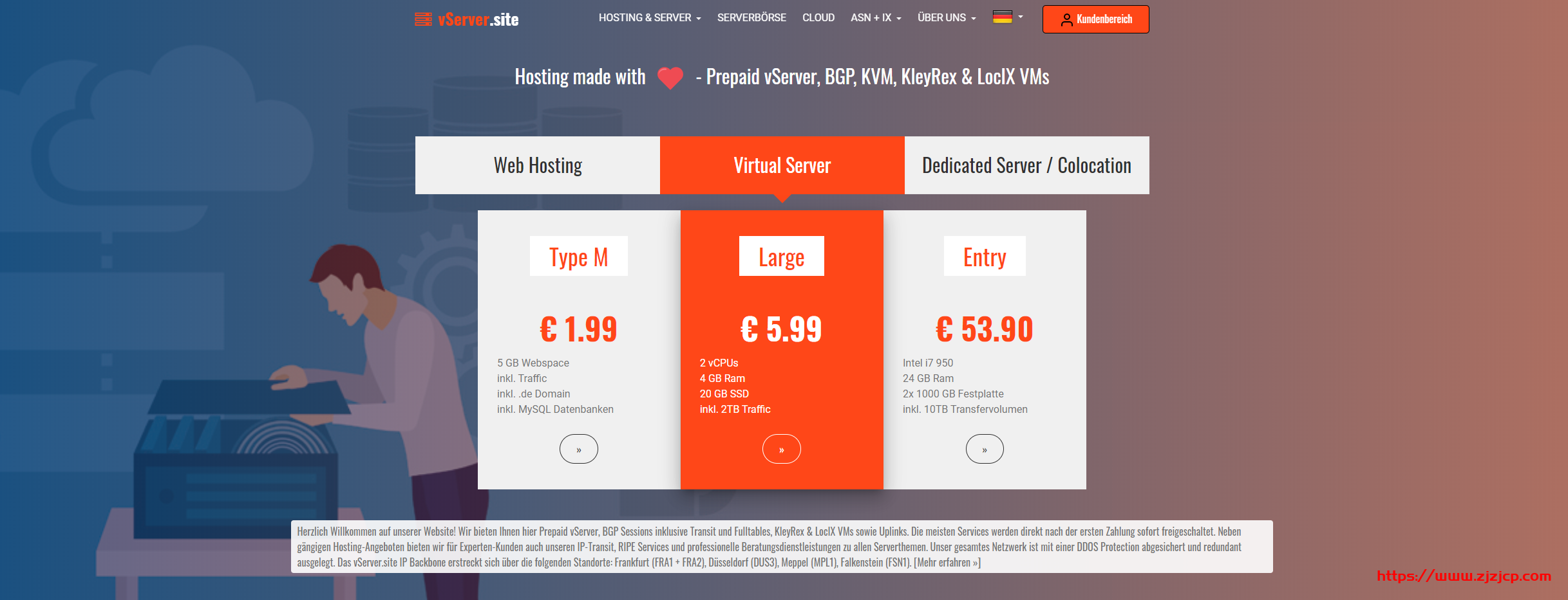 vServer.site：€1.5/月/1GB 内存/5GB SSD 空间/1TB 流量/1Gbps 端口/KVM/德国