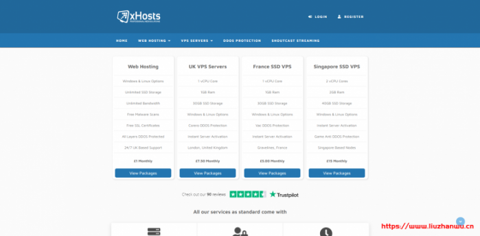 xHosts：£15/月/2 核/2GB 内存/40GB NVMe 空间/不限流量/250Mbps 端口/DDOS/KVM/新加坡 OVH