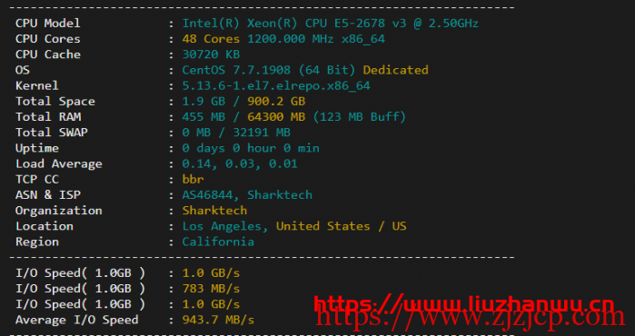 Sharktech：9/月/2*E5-2678v3/64GB 内存/1TB NVMe 硬盘/不限流量/1Gbps-10Gbps 带宽/DDOS/洛杉矶机房简单测评