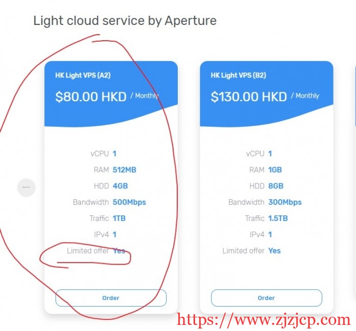 Aperture：.7/月/512MB 内存/4GB SSD 空间/1TB 流量/500Mbps 端口/VMware/香港/直连；原生 IP