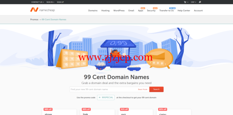 Namecheap：com/net 注册优惠 21%，多款域名年付 0.99 美元
