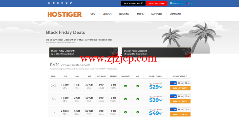 Hostigger：2021 年黑色星期五促销 Black Friday Discounts 开启，VPS 和 VDS 年付四折优惠，买 2 年送 1 年