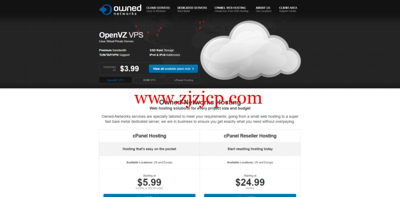 Owned-Networks：便宜 VPS，1 核/1G/30G SSD/1T/1Gbps/KVM/可选全球 8 大机房，月付$3.99 起