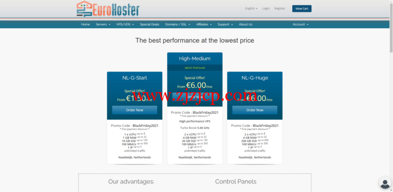 #黑五#EuroHoster：vps 服务器 70%优惠，独立服务器 30%优惠，荷兰机房/保加利亚机房，€1.5/月起