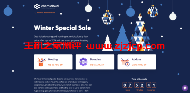 ChemiCloud：冬季促销，虚拟主机$2.99/月起，经销商主机享受 70% 折扣，$2.99/月起，Cloud VPS 首月 50%折扣