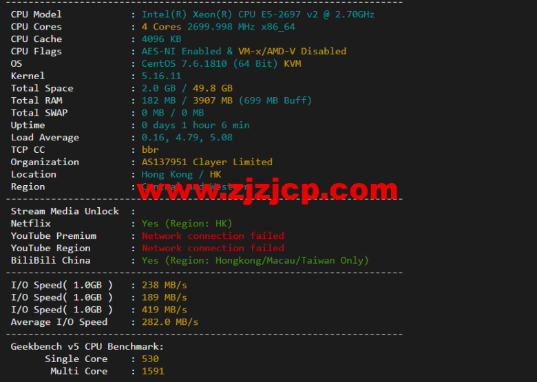 无忧云：香港葵湾机房 vps，三网优化，1 核/1G 内存/50G 硬盘/5G DDOS 防御，月付 45 元起，附简单测评