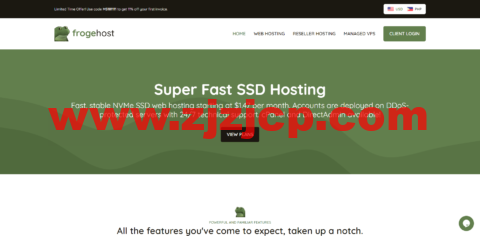 FrogeHost：充值送 30%现金，最高赠$90，首购 11%折扣，3 核/2G 内存/70GB SSD 硬盘/2TB 流量/1Gbps 带宽，$57.00/月，提供 DirectAdmin 面板授权，免费每日备份