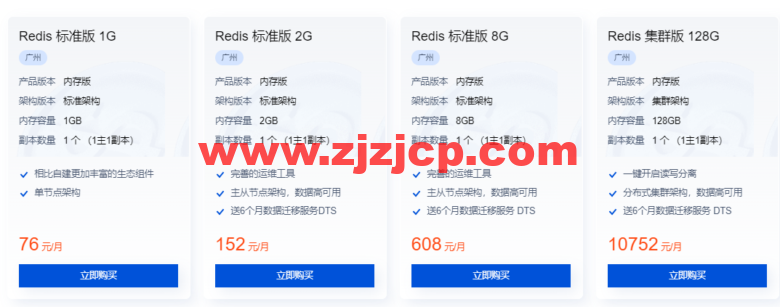 腾讯云：云数据库 TencentDB for Redis，标准版 1G，76 元/月起