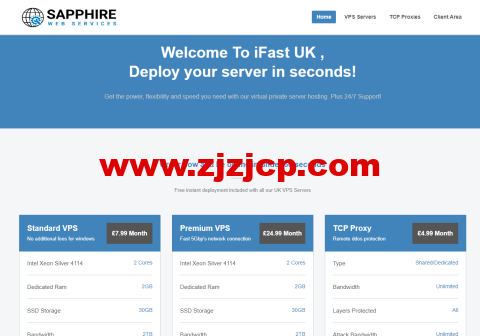 fast.uk：英国 vps，9 折优惠，1 核/1G 内存/30G SSD 硬盘/1TB 流量/2Gbps 带宽，£7/月起