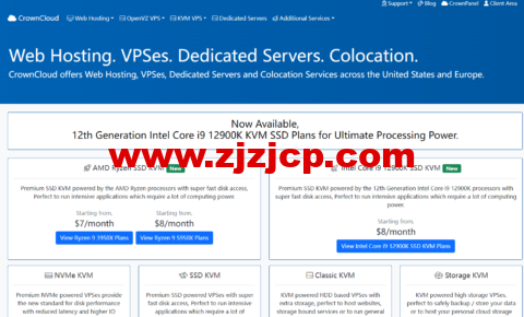 CrownCloud：美国 vps，洛杉矶 QN 机房，AMD Ryzen 9 3950X 系列 vps，$7/月起，AMD Ryzen 9 5950X 系列 vps，$8/月起