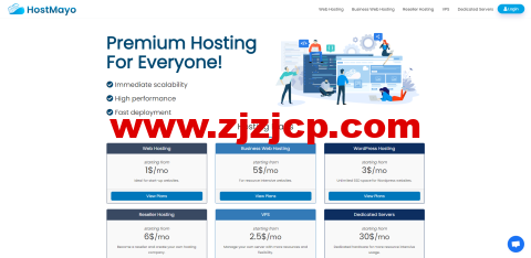 Host Mayo：1 核/1G 内存/20G SSD 硬盘/1TB 流量/1Gbps 带宽，$3.25/月起，可选美国/荷兰机房