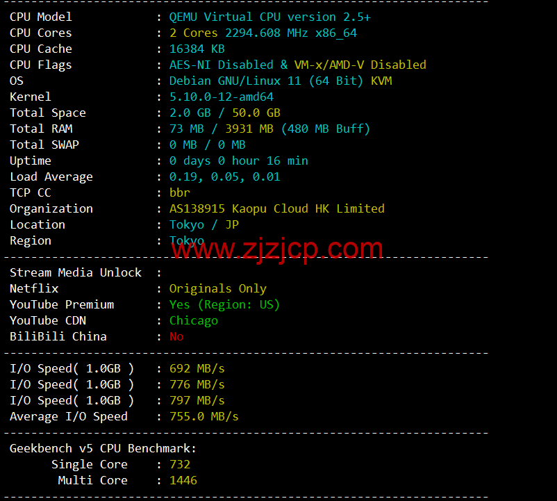 lightnode：日本东京机房 VPS，1 核/2G 内存/50G 硬盘/1000GB 流量，月付$7.71，解锁流媒体/小时计费，简单测评