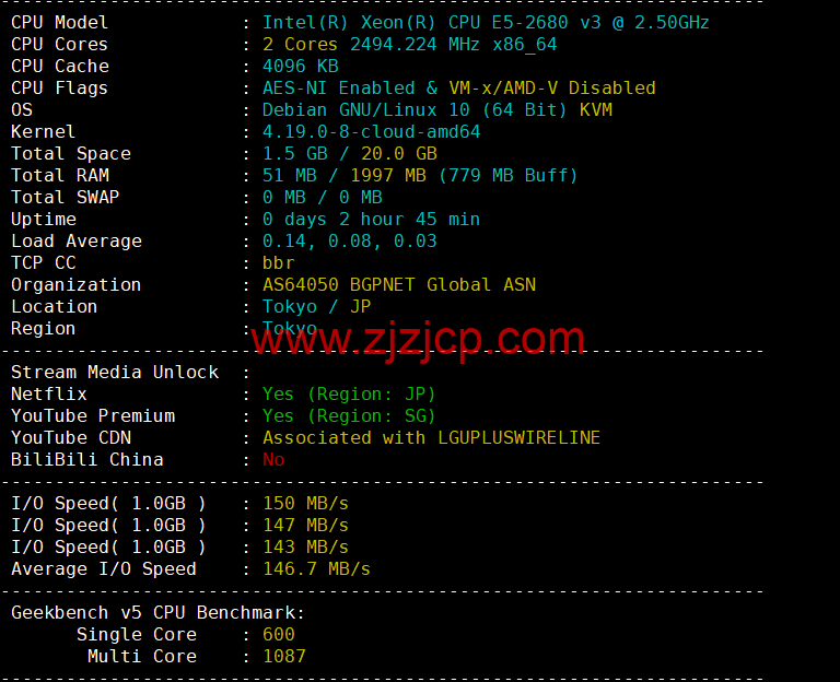 萝卜数据：日本 CN2 BGP 云服务器，電信去程 163，回程 CN2，移動聯通去程回程直连，月付$4.7 起，原生 IP，解锁 tiktok，附简单测评