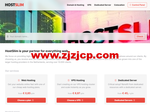 Hostslim：荷兰 vps，1 核/1GB 内存/100GB SSD 硬盘/不限流量/1Gbps 端口，€ 6,97/月起