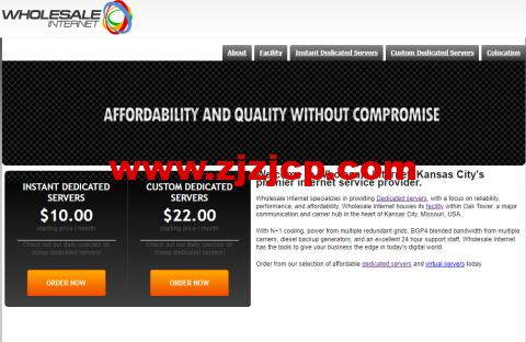 WholesaleInternet：堪萨斯独立服务器，I7-2600/16GB 内存/1TB 硬盘/不限流量/1Gbps 端口，$20/月起