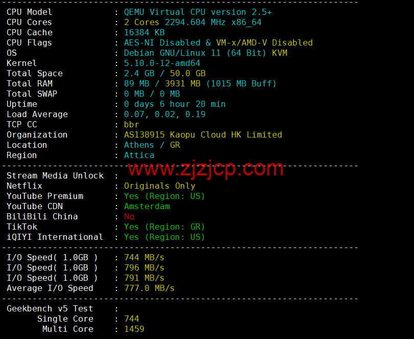 lightnode：希腊雅典机房 VPS，1 核/2G 内存/50G 硬盘/1000GB 流量，月付$7.71 起，原生 IP，解锁 tiktok，附简单测评