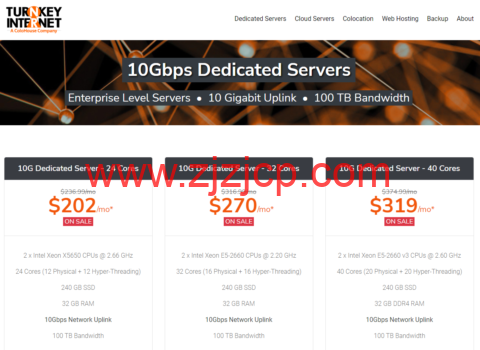 TurnkeyInternet：美国独立服务器，2*X5650/32G 内存/240GB SSD/100TB 流量/10Gbps 带宽，$202/月起，30 天退款保证