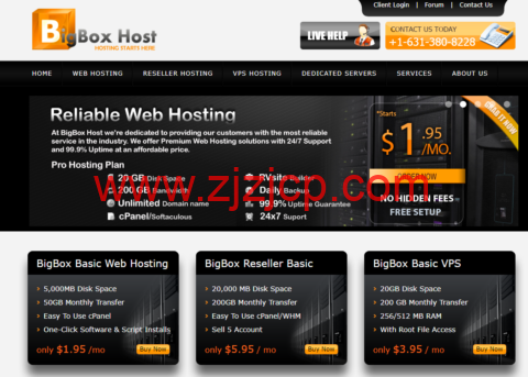 BigBoxHost：美国便宜 vps，北卡机房，1 核/256M 被查/20G 硬盘/200G 流量/1Gbps 带宽，$2.95/月起，另可选印度/加拿大/德国/英国机房