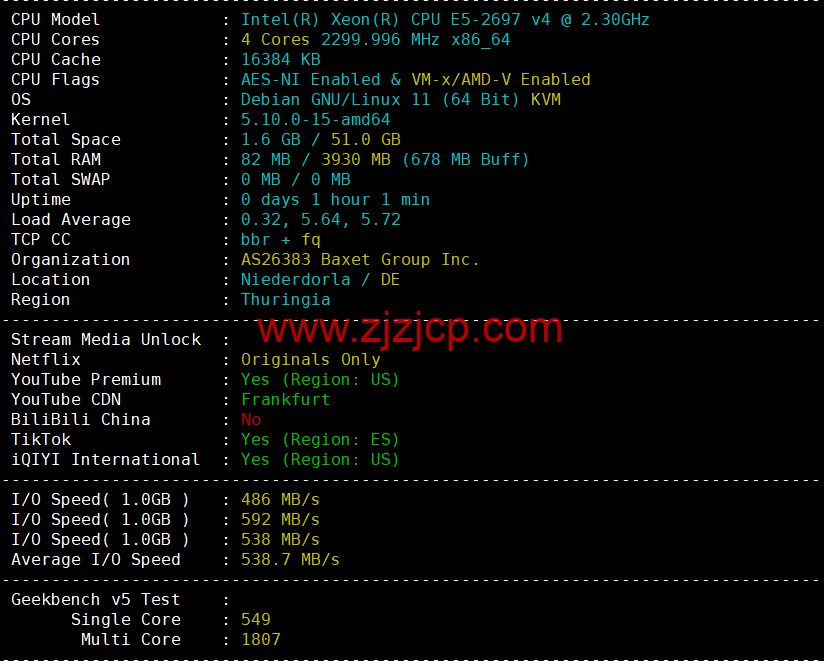 JustHost：德国 vps，200Mbps 带宽不限流量，原生 ip，解锁 tiktok/Netflix 等，简单测评