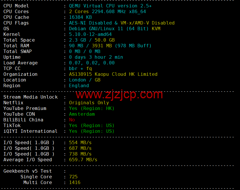 lightnode：英国伦敦机房 VPS，1 核/2G 内存/50G 硬盘/1000GB 流量，月付.71 起，配置/流媒体解锁/线路等简单测评