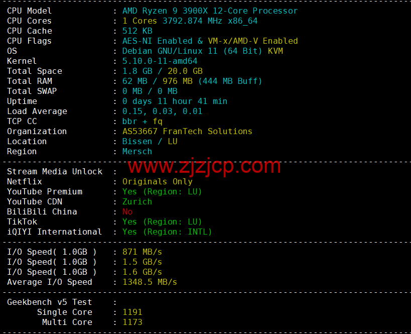 BuyVM：卢森堡机房，AMD Ryzen 和 NVME 存储高性能 VPS，1Gbps 不限流量，$3.50/月起，原生 ip 解锁美区 tiktok，简单测评