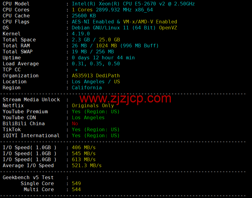 EtherNetservers：美国洛杉矶机房，年付 12 美元起，原生 ip，解锁 tiktok，简单测评