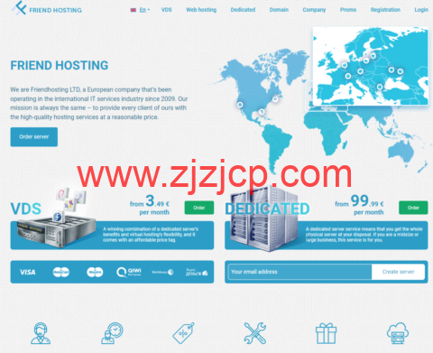 Friendhosting：荷兰机房存储硬盘 VDS，1 核/512MB 内存/100GB HDD/不限流量/100Mbps 带宽，€3.49/月起
