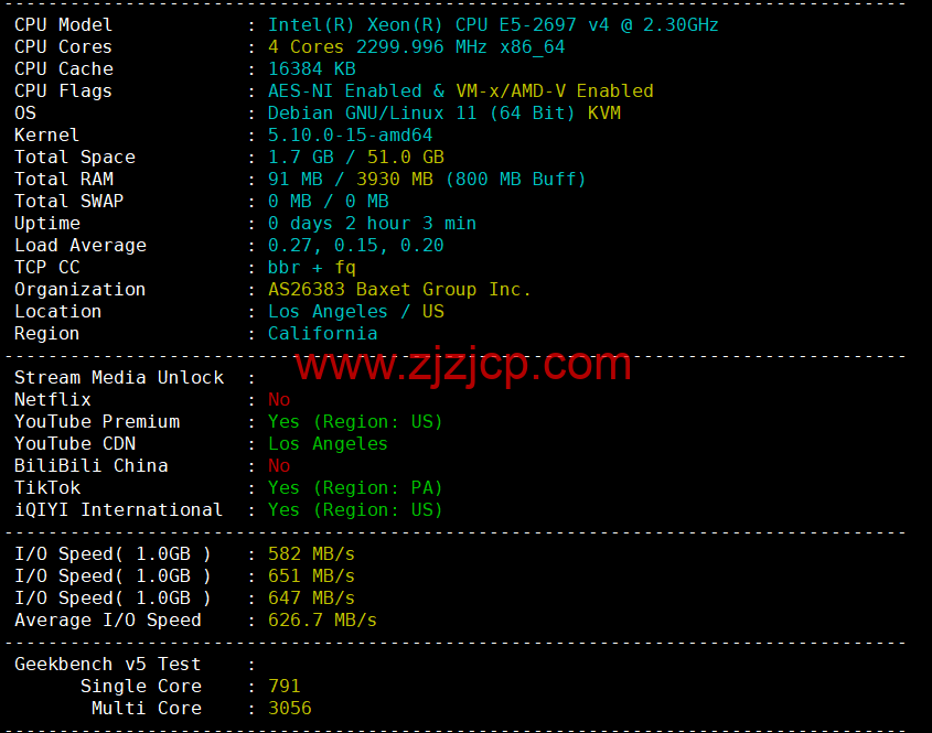 Justhost：美国洛杉矶机房 vps，200M-1Gbps 不限流量，解锁 Disney+，$4.1/月起，简单测评
