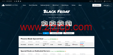 #黑五#Tempest Hosting：便宜独立服务器，E3-1240-V2/16GB 内存/2TB 硬盘/DDOS/不限流量/10Gbps 带宽，$39/月起，可选凤凰城/日本/新加坡/洛杉矶等机房