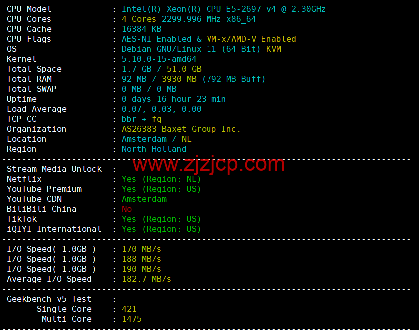 Justhost：荷兰阿姆斯特丹机房 vps，200M-1Gbps 不限流量，$2.12/月起，简单测评