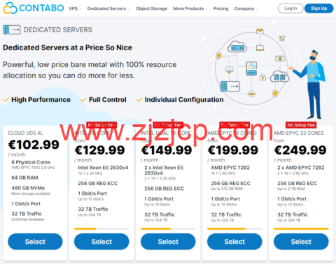 Contabo：德国独立服务器，另可选美国/英国/新加坡机房，E5 2630v4/256GB/1Gbps@32 TB，月付€129.99 起