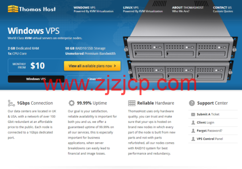 ThomasHost：美国和欧洲 vps，1 核/2GB 内存/50GB NVMe/不限流量/1Gbps 带宽，$5/月，可选纽约/达拉斯/欧洲等机房