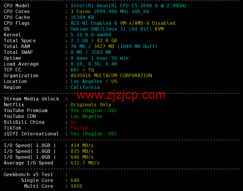 RackNerd：便宜 vps，$9.89/年，洛杉矶机房（DC 02），简单测评