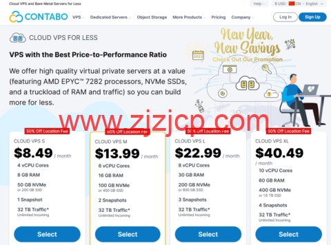 #新年促销#Contabo：全场云 VPS/存储 VPS/云 VDS/专用服务器和对象存储，位置费可享 5 折优惠，€5.99/月起