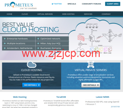 Prometeus：意大利 vps，2 核/4GB/200GB/10TB 流量/1Gbps 带宽，€4/月