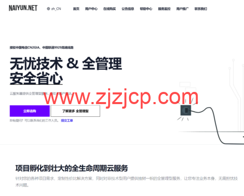 NAIYUN 奈云: 七折月付 美国洛杉矶/香港三网 CN2GIA/9929/高防，全管理型云服务器/裸金属，支持 Chatgpt/Tiktok，优惠码 34 元起