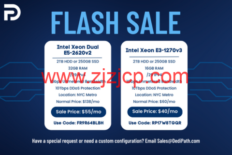 DediPath：纽约机房 E3-1270v3 特价独服，16GB 内存/2TB HDD or 250GB SSD/1Gbps 带宽不限流量，10TB DDOS 防御，$40/月