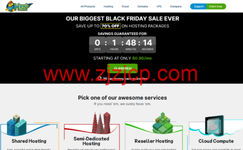 #黑五#HawkHost：Cloud Web Hosting/Semi-Dedicated 三折起，$0.9/月起，可选香港/洛杉矶等机房