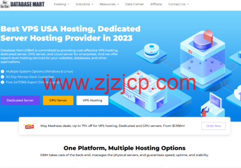 Database Mart：美国 VPS/GPU 服务/独服新品上线，升配不升价， $4.99/月起，原生 IP 不限流量