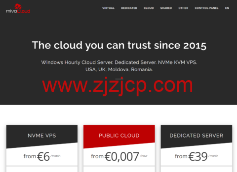 mivocloud：摩尔多瓦/罗马尼亚专用服务器，E3-1220 v2，30TB 月流量，1Gbps 带宽，€39/月起