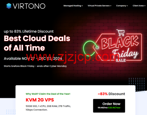 #黑五#Virtono：全场 vps，月付 5 折/年付 4 折，1 核/1GB 特价€20.95/年，可选日本/新加坡/香港/美国/英国等 29 个数据中心