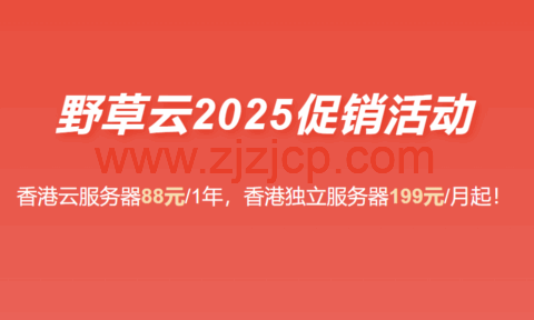 #2025 年终促销#野草云：香港 VPS 主机 88 元/年起，香港独立服务器 199 元/月起