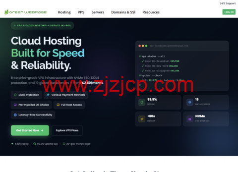 GreenWebPage：VPS 主机优惠，1 核/1GB/20GB SSD/1TB/1Gbps 带宽，年付€14.99，香港/日本/美国/英国/荷兰/德国机房