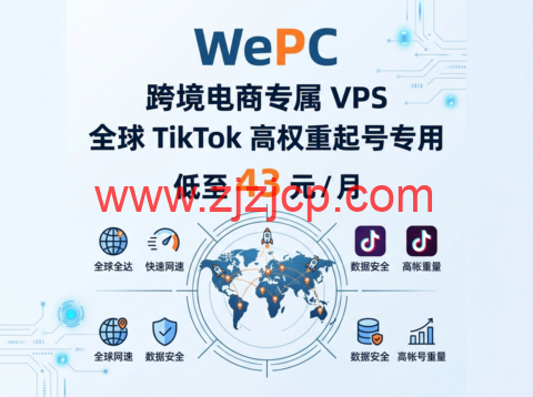 WePC：跨境电商专属 VPS 全球 TikTok 高权重起号专用 低至 43 元 / 月